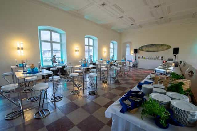 Nymphenburg Orangeriesaal cocktail reception, elegant event.
