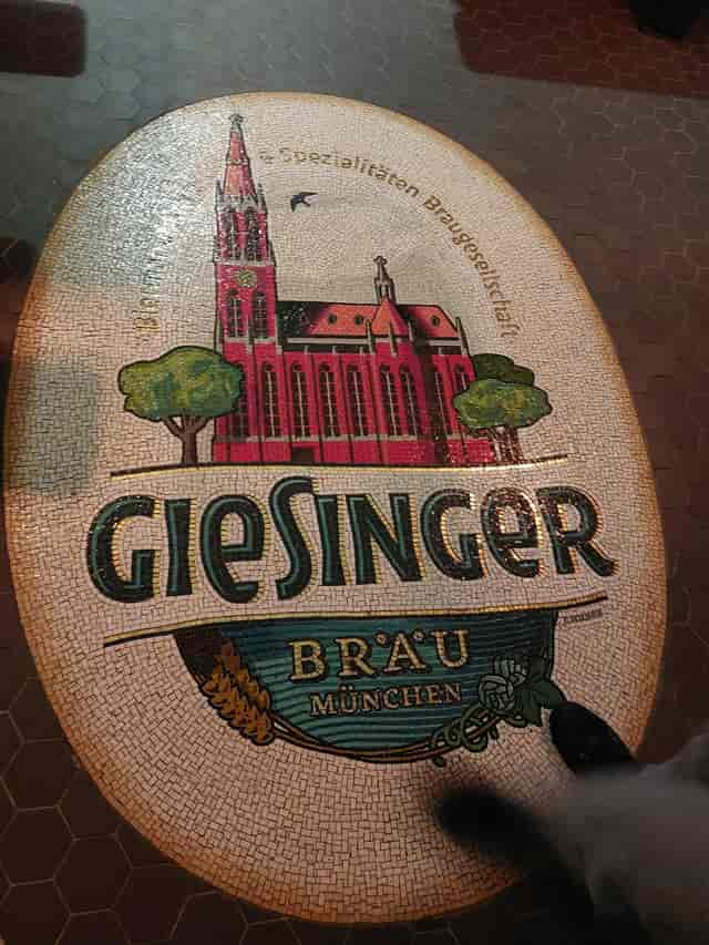 Giesinger Bräu function room with branded table for corporate events and networking receptions.