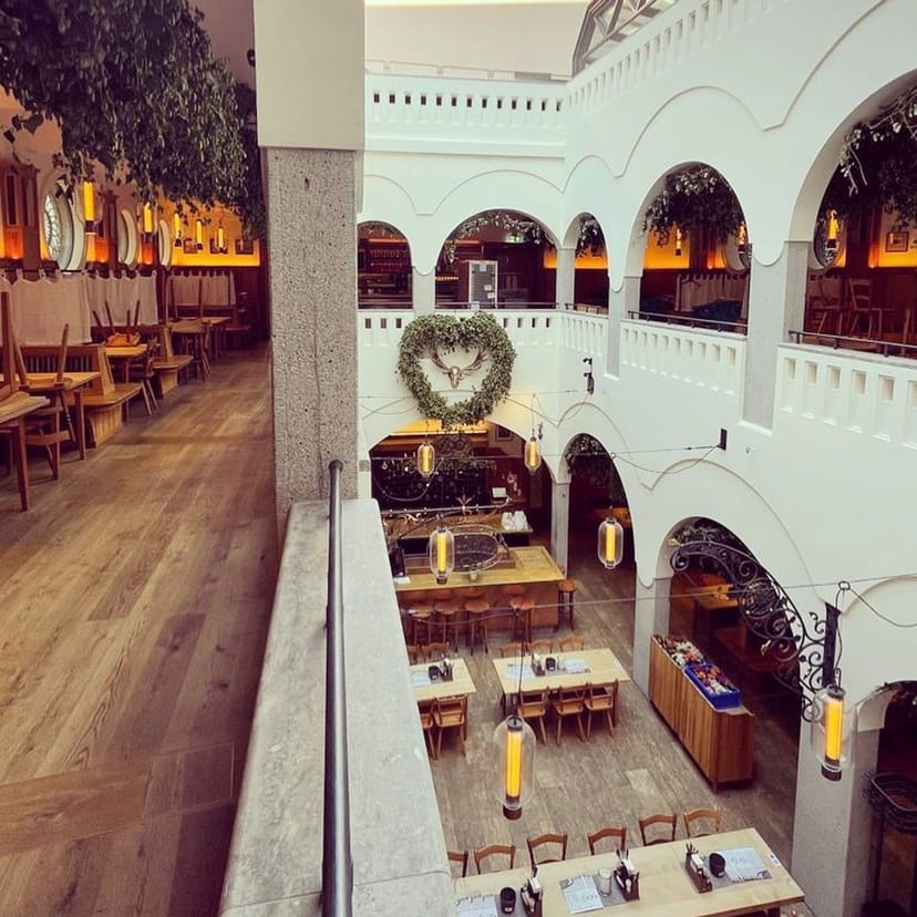 Dionys Stube tiered event venue for networking and social gatherings.
