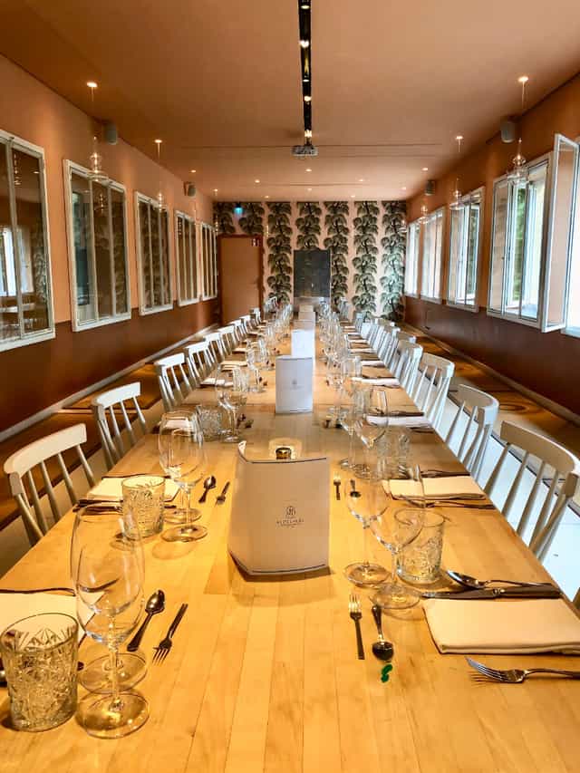 Boardroom table at Café Reitschule Orangerie, ideal for corporate dinner and strategic workshops.