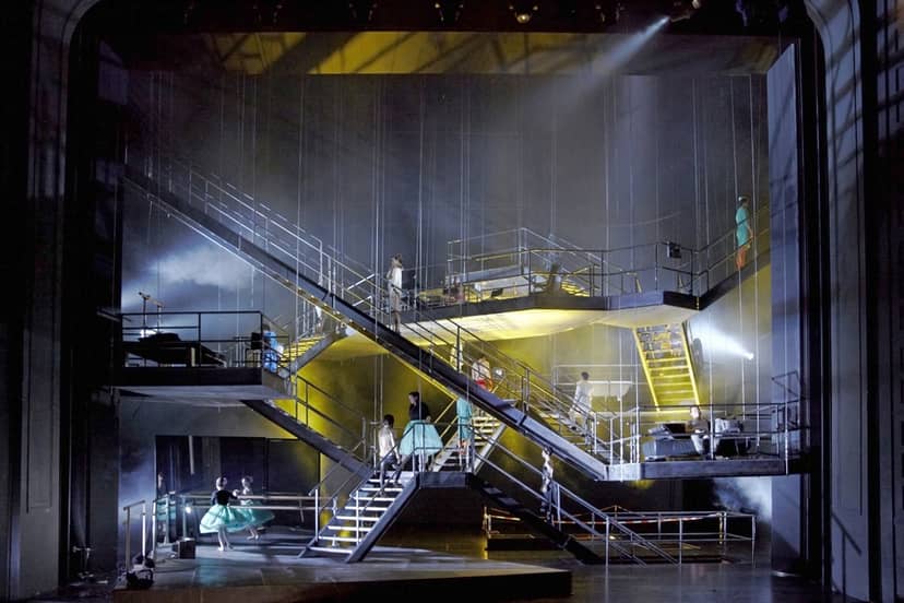 Großes Haus theater stage with multi-level set design for professional event production.