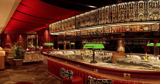 Ventuno Sky Lounge: Red velvet cocktail reception venue for VIP networking events.