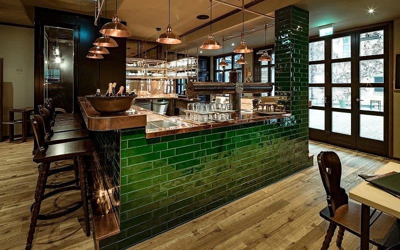 Stylish bar in Ayinger in der Au for corporate networking reception and VIP event venue.