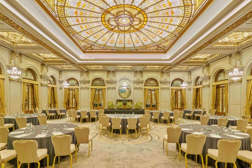 Le Diplomate Ballroom with stained-glass dome for corporate conference gala venue.