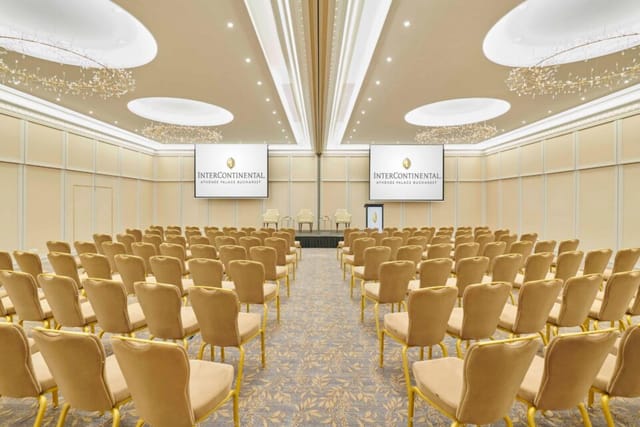 Mozart ballroom at InterContinental Athénée Palace, ideal for corporate keynote event presentations.