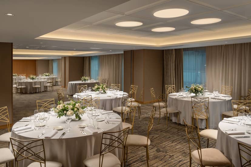 Luxury ballroom at InterContinental Athénée Palace for gala dinners and corporate banquet events.