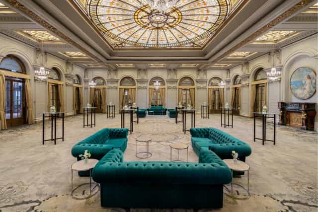 Luxury ballroom with lounge seating for cocktail receptions and networking events at InterContinental.
