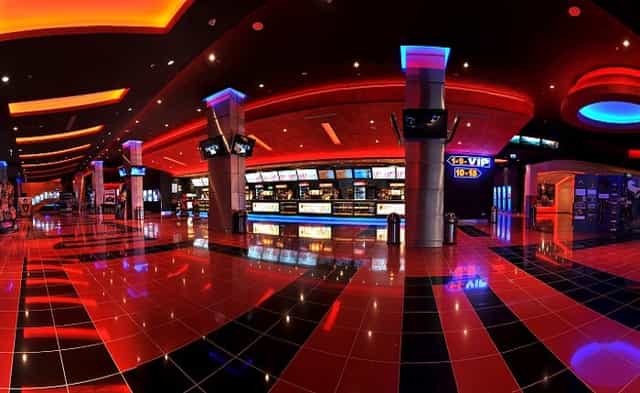 Modern cinema foyer at AFI Cotroceni, ideal for private screenings and corporate networking events.