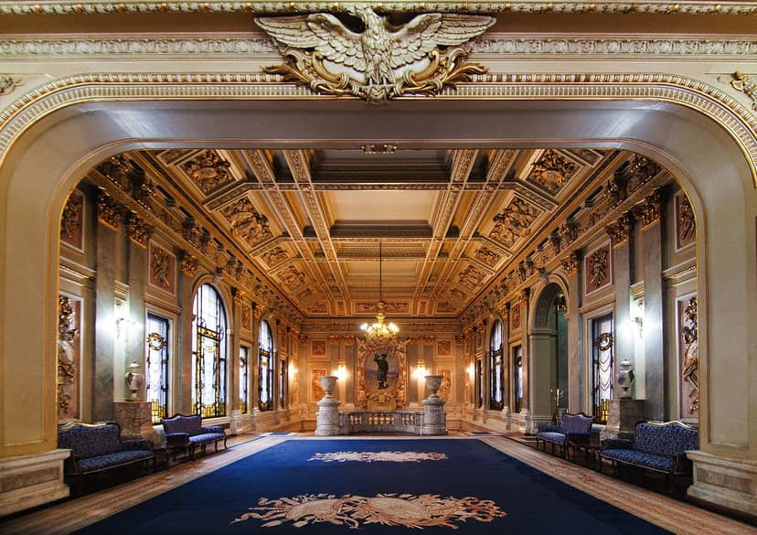 Sala Bizantină gala entrance, historic ornate architecture for elegant corporate event venue.