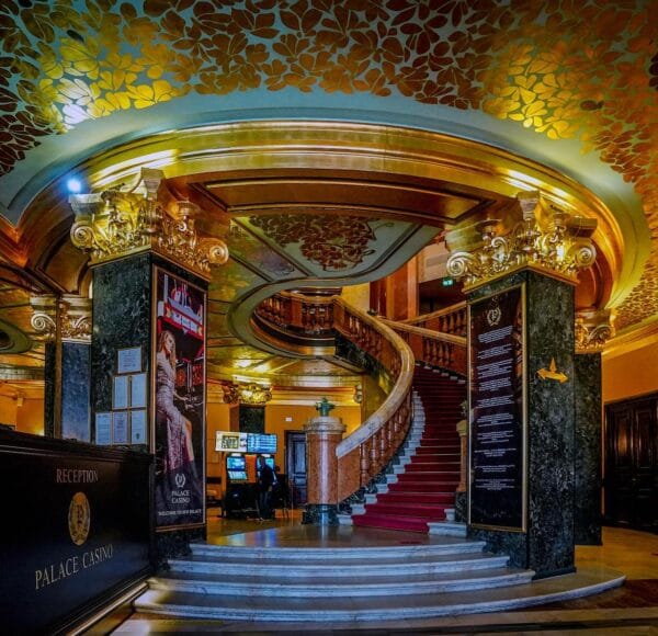 Grand staircase at Palace Casino Live, ideal for upscale gala and product launch events.