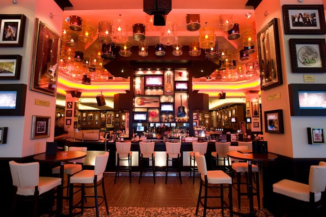 Caffe Citta event venue with music memorabilia decor, perfect for experiential buyouts.