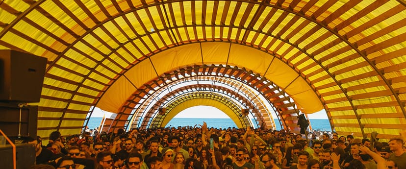 Sunwaves Festival coastal tensile structure venue for outdoor music events and corporate activations.