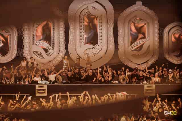 Sunwaves Festival stage with immersive LED visuals for electronic music and dance events.