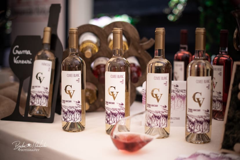 Crama Cotnari wine tasting setup for corporate reception and networking event.