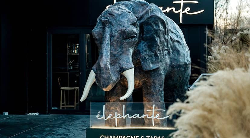 Élephante Bucharest entrance: Instagrammable venue for themed receptions and corporate mixers.