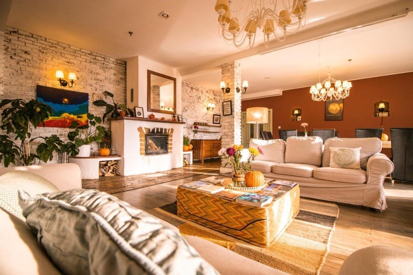 Bistro lounge at Akasha Retreat for executive boardrooms and VIP breakout sessions.
