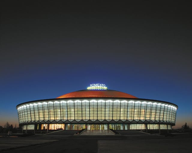 ROMEXPO exhibition pavilion featuring high-capacity space for trade shows and conferences.