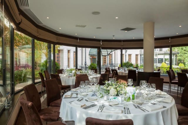 Sophisticated private dining room at Epoque Hotel for corporate events and gatherings.