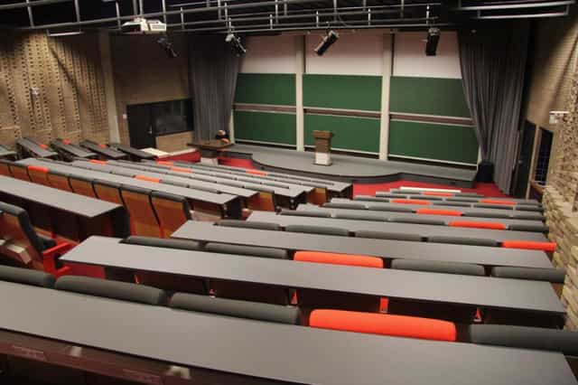 Eulerzaal tiered lecture hall in Amsterdam Science Park for academic conferences and keynotes.