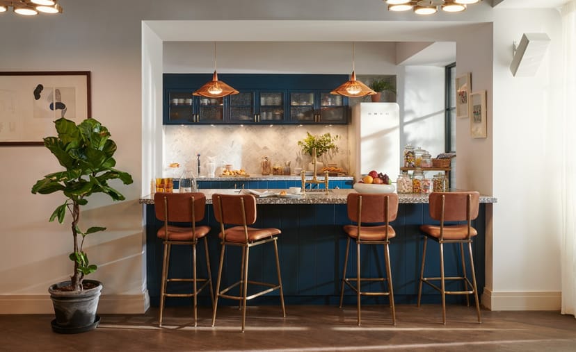 Modern kitchenette at The Hoxton Amsterdam, ideal for corporate retreat networking events.