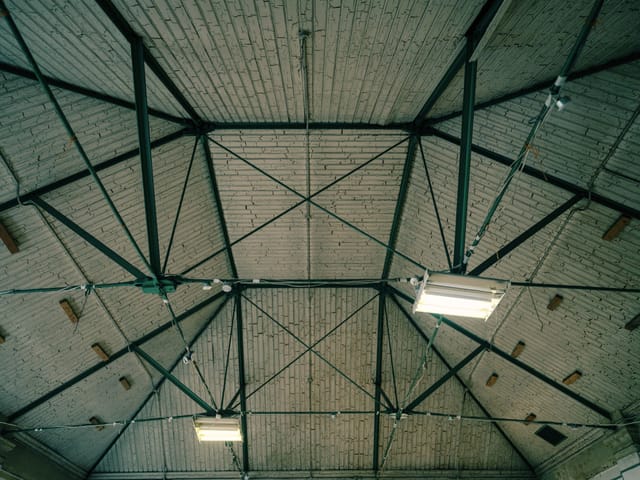 Playhouse East vaulted ceiling, event rigging, venue setup