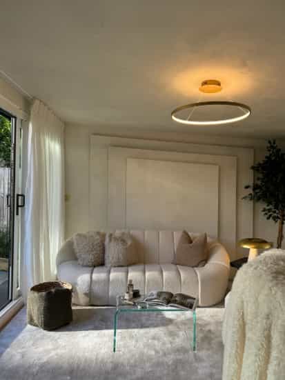 KO LAB Studios boutique breakout space with textured seating for VIP consultations and wellness.