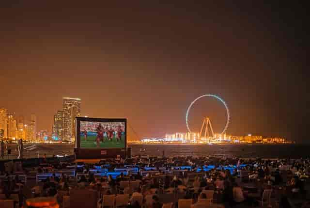 Outdoor screening activation at Dubai Internet City, premium experiential event production.