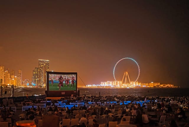 Outdoor screening activation at Dubai Internet City, premium experiential event production.