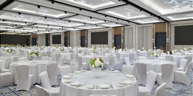 Al Baraha Ballroom with modern lighting set for corporate galas and upscale conferences.