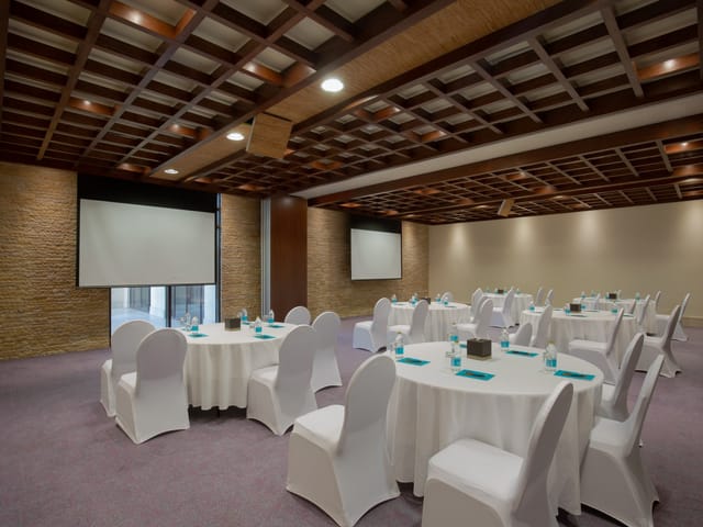 Monte Carlo Ballroom banquet seating for corporate workshops and professional social events.