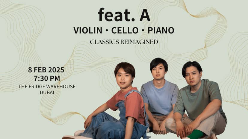 Chamber music concert at The Fridge Warehouse Dubai, elegant intimate event promotional flyer.
