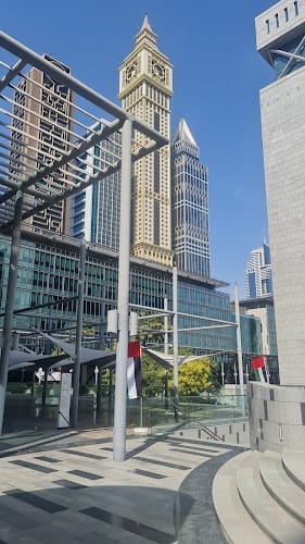 DIFC Courts hearing room: sleek modern venue for corporate events and upscale receptions.