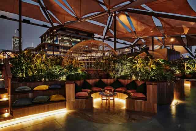 Monkey Bar rooftop lounge with ambient lighting for VIP receptions and networking events.