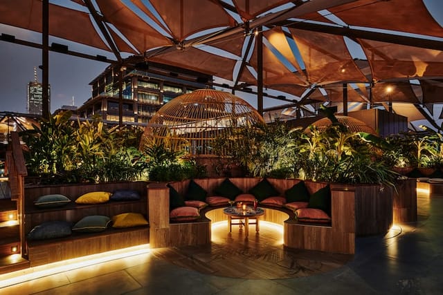 Monkey Bar rooftop lounge with ambient lighting for VIP receptions and networking events.