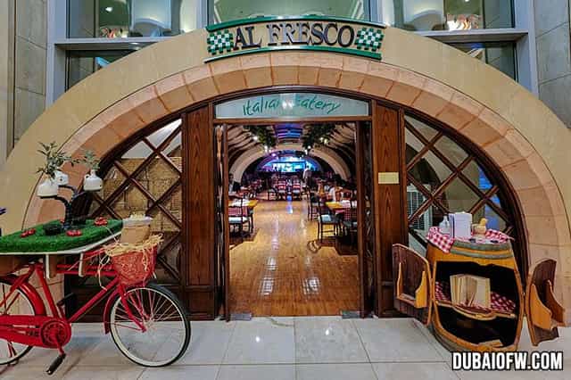 Al Fresco Italian Trattoria entrance: ideal venue for business lunches and networking dinners.