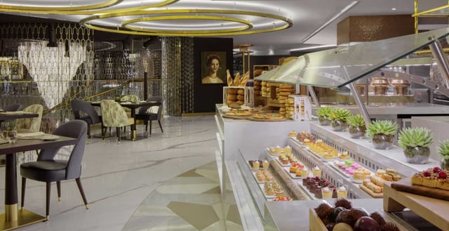 Paramount Hotel Dubai ballroom buffet setup for premium corporate events and VIP hospitality.