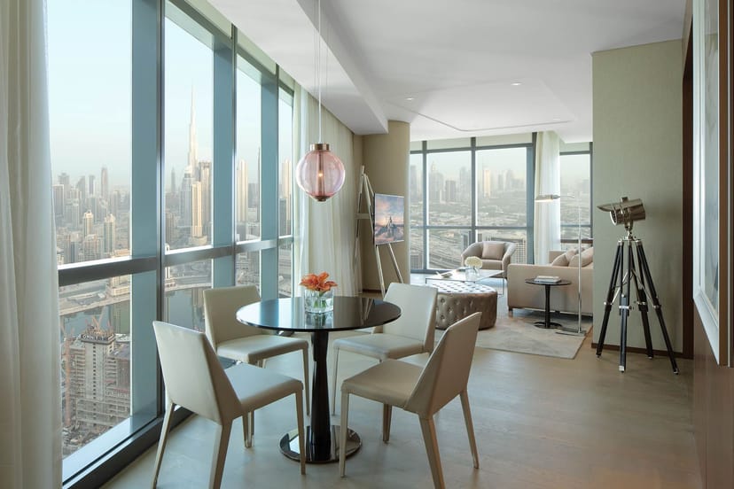 Paramount Hotel Dubai ballroom: luxury breakout suite with city skyline view for executive meetings.