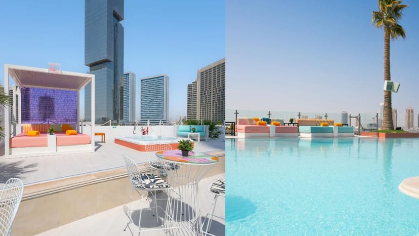 MiMi's Pool Club rooftop, FIVE Jumeirah Village: upscale venue for corporate events and networking.