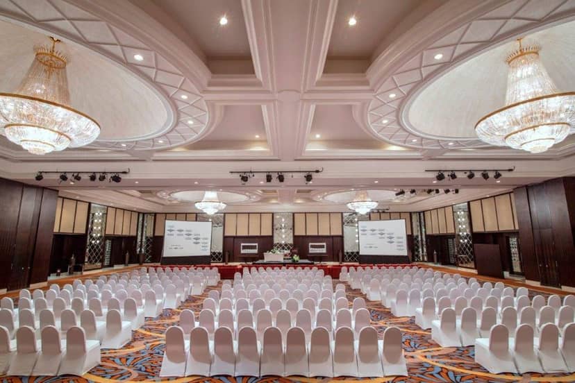 Mövenpick Grand Al Bustan theater-style ballroom for corporate events and conferences.