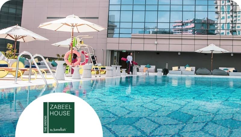 Rooftop pool deck at Zabeel House, The Greens for corporate networking and team-building events.