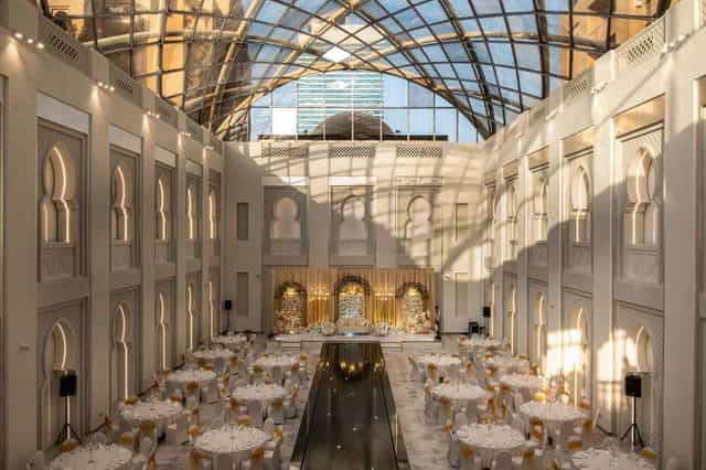 Arjaan by Rotana Dubai ballroom with glass atrium, ideal for luxury wedding and gala events.