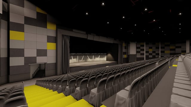 Modern auditorium at The Agenda with fixed seating, ideal for corporate events and conferences.