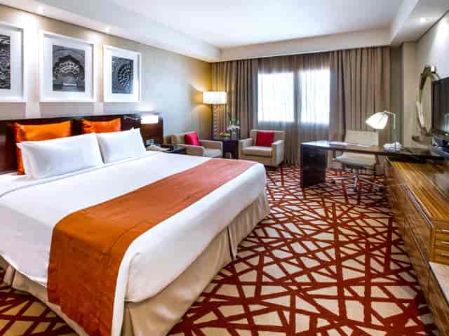 Al Gazelle hotel room at Crowne Plaza Dubai for business conferences and corporate retreats.