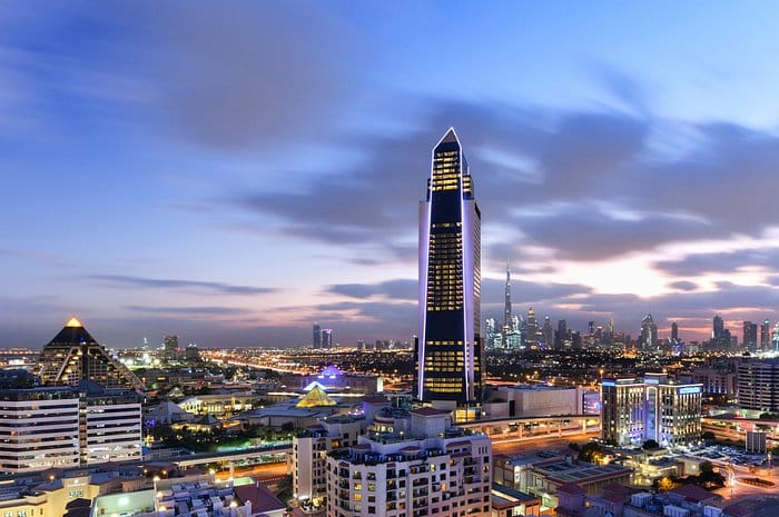 Alexandria venue at Sofitel Dubai The Obelisk with skyline backdrop for corporate summits, events.