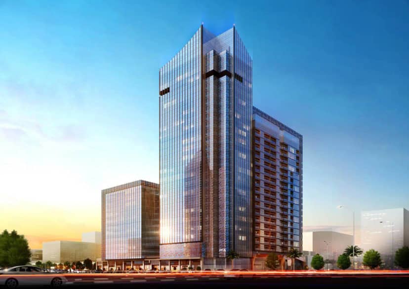 Menara Ballroom at DoubleTree Dubai with glass facade for corporate events and conferences.