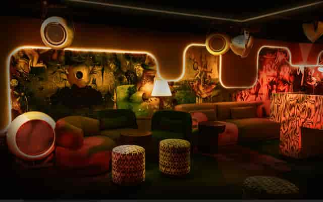 Vibrant lounge at Chotto Matte, ideal for creative meetings and social events.