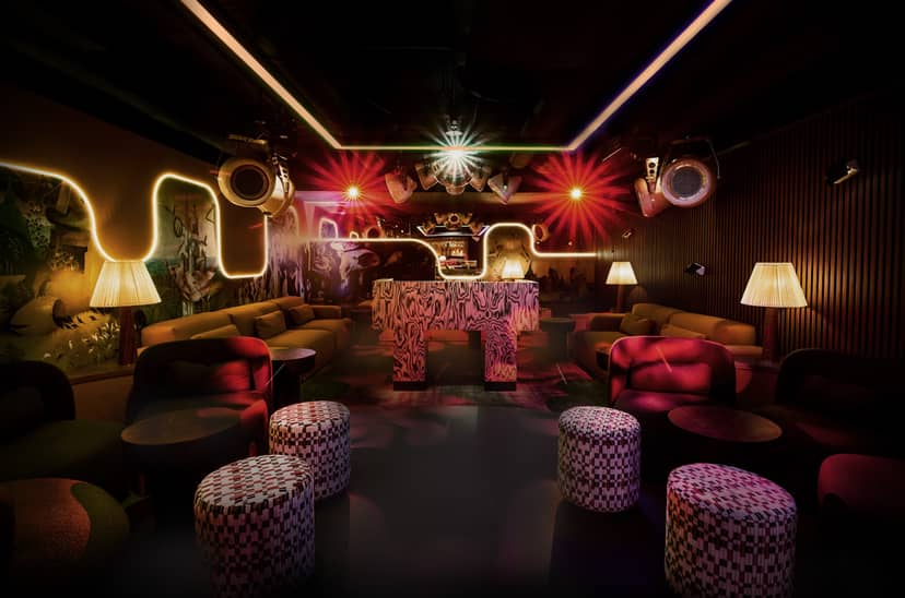 Vibrant event space at Chotto Matte with unique lighting for intimate gatherings.