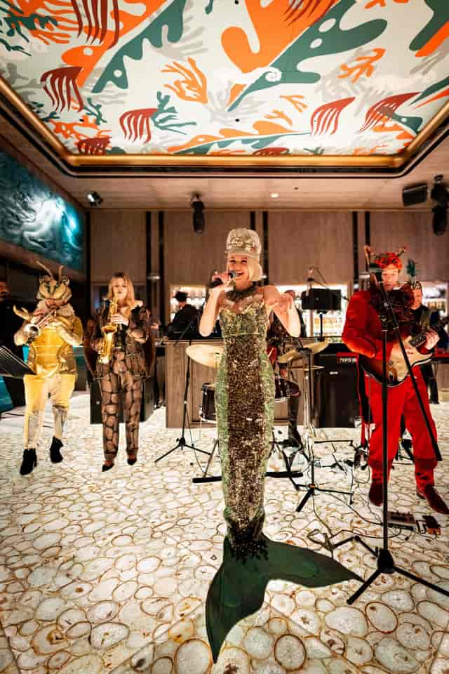 Themed musical performance at Sexy Fish Dubai private dining luxury event.