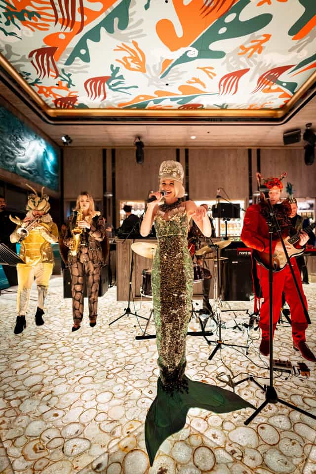 Themed musical performance at Sexy Fish Dubai private dining luxury event.