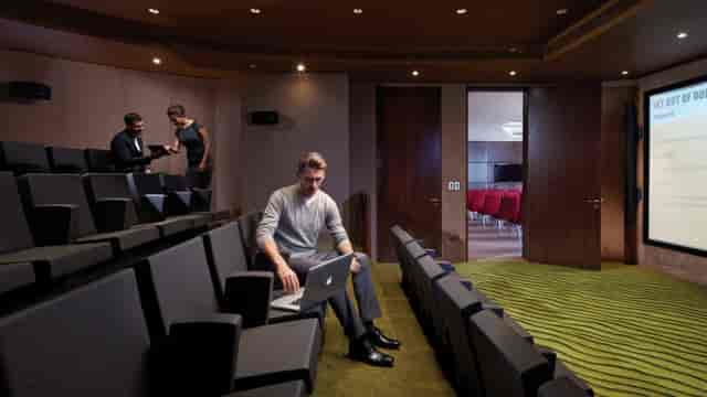 Tiered auditorium at Jumeirah Creekside Hotel for executive briefings and corporate events.